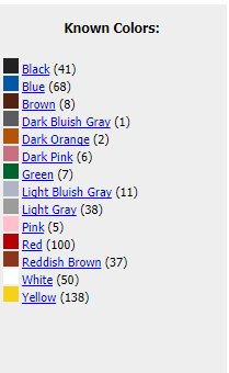 Known Colours list